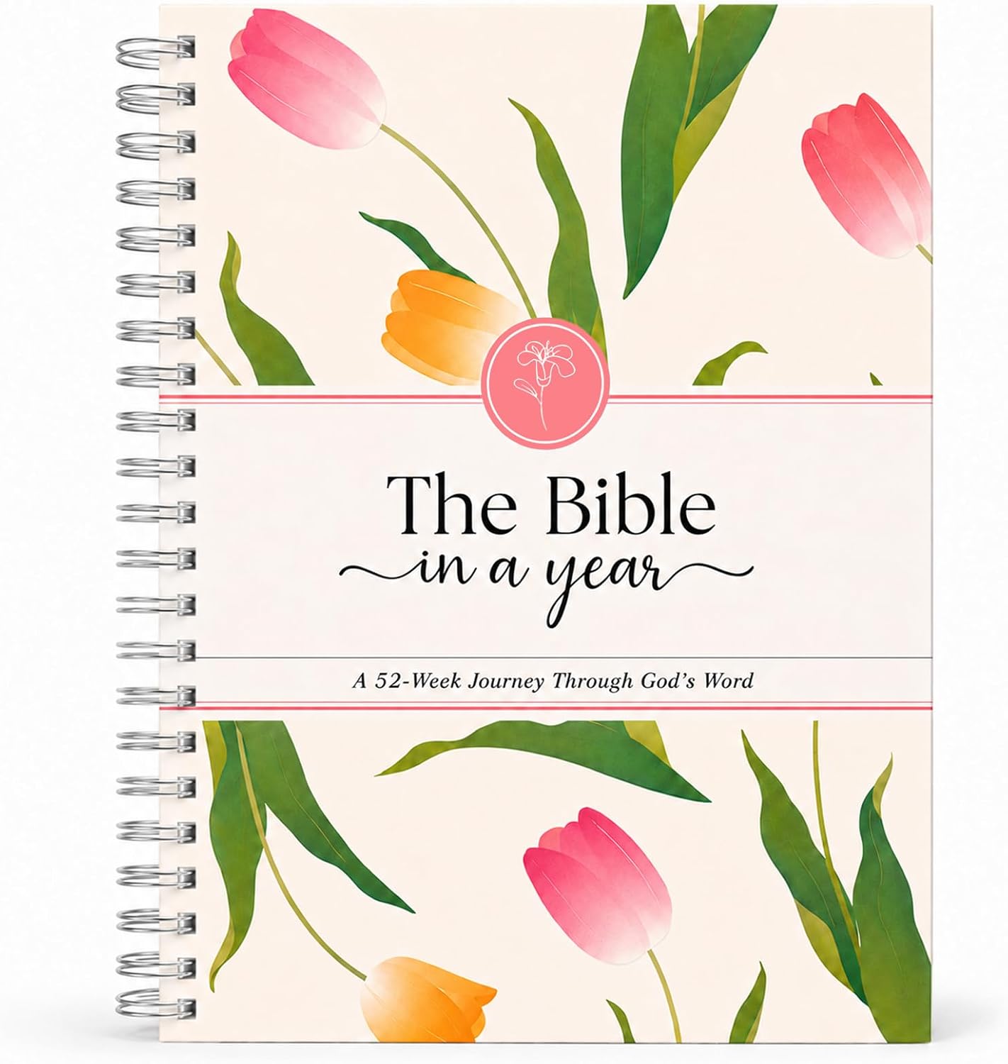 Elegant Tulip 52‑Week Bible Study Journal with floral cover design.